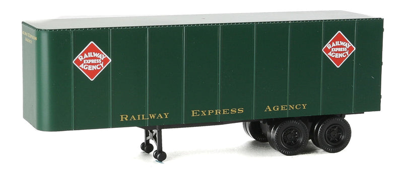 32' Trailer 2-Pack - Assembled -- Railway Express Agency (green, red)-1
