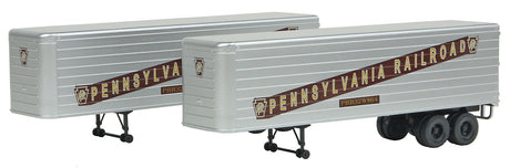 35' Fluted-Side Trailer 2-Pack - Assembled -- Pennsylvania Railroad (silver, Tuscan)-3