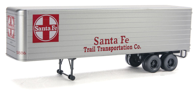 35' Fluted-Side Trailer 2-Pack - Assembled -- Santa Fe (silver, red; Trail Transportation Markings)-1