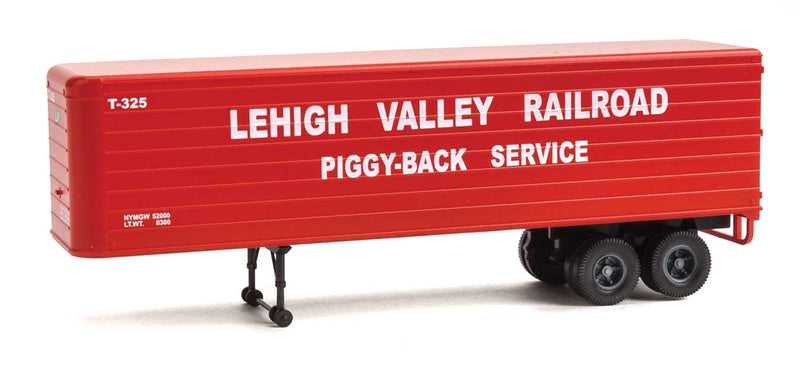 35' Fluted-Side Trailer 2-Pack - Assembled -- Lehigh Valley (red, white; Piggy-Back Service)-1