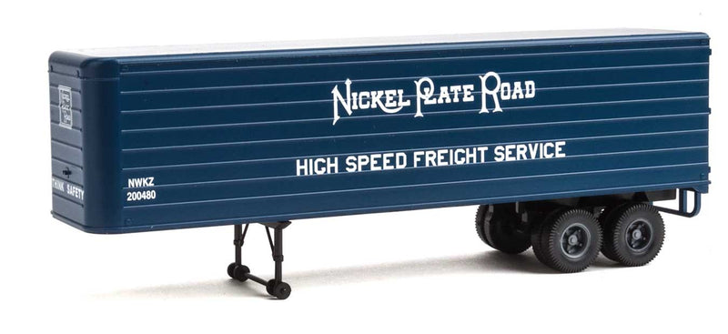 35' Fluted-Side Trailer 2-Pack - Assembled -- Nickel Plate Road (blue, white; High Speed Freight Service)-1