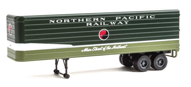 35' Fluted-Side Trailer 2-Pack - Assembled -- Northern Pacific (two-tone green, white; Monad logo, Mainstreet slogan)-1