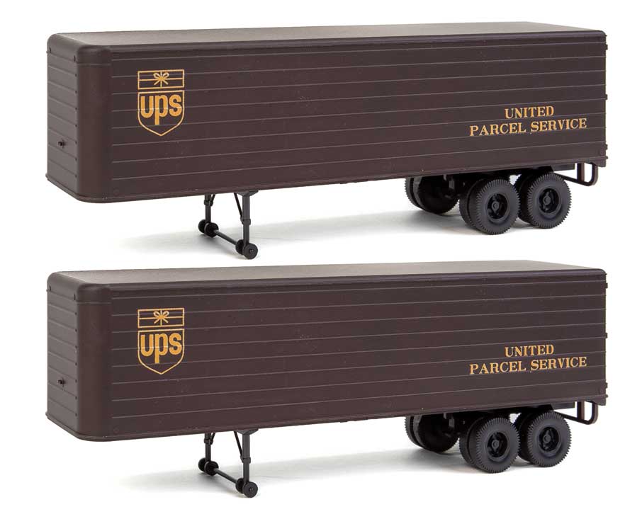 35' Fluted-Side Trailer 2-Pack - Assembled -- United Parcel Service (1950s-1960s; brown, gold; Bowtie Logo)-1
