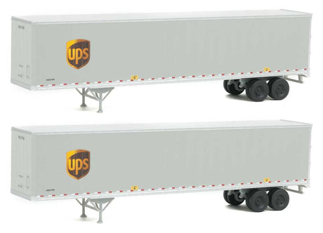 53' Stoughton Trailer 2-Pack - Assembled -- United Parcel Service (Modern Shield Logo; gray, brown, yellow)-1