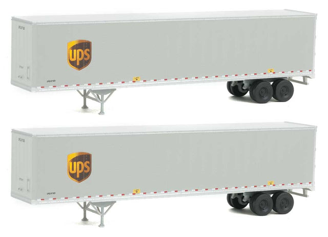 53' Stoughton Trailer 2-Pack - Assembled -- United Parcel Service (Modern Shield Logo; gray, brown, yellow)-1