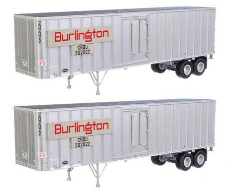 Flexi-Van 40' Trailer 2-Pack - Assembled -- Chicago, Burlington & Quincy (Large Name Placard, Side Doors)