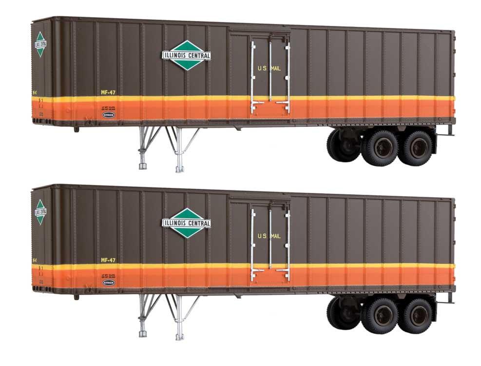 Flexi-Van 40' Trailer 2-Pack - Assembled -- Illinois Central (Diamond Logo, "U.S. Mail"; Side Doors)-1