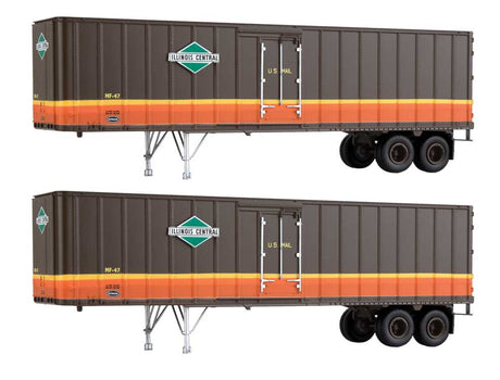 Flexi-Van 40' Trailer 2-Pack - Assembled -- Illinois Central (Diamond Logo, "U.S. Mail"; Side Doors)-1