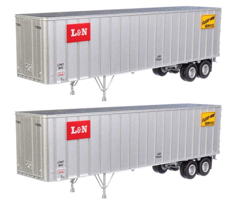Flexi-Van 40' Trailer 2-Pack - Assembled -- Louisville & Nashville (Logo, Flexi-Van Placards; End Doors)
