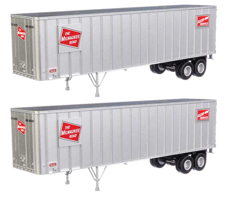 Flexi-Van 40' Trailer 2-Pack - Assembled -- Milwaukee Road #1 (Logo, Flexi-Van Placards; End Doors)
