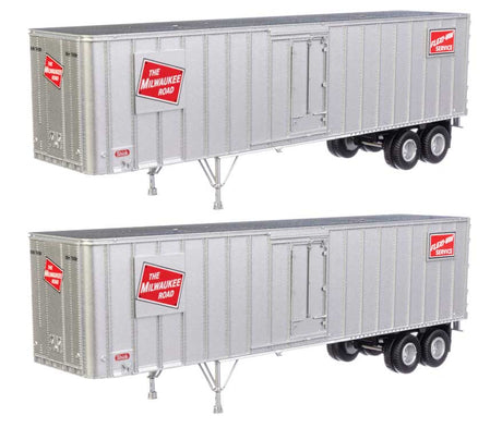 Flexi-Van 40' Trailer 2-Pack - Assembled -- Milwaukee Road #3 (Logo, Flexi-Van Placard; Side Doors)
