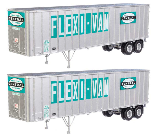 Flexi-Van 40' Trailer 2-Pack - Assembled -- New York Central #2 (Large Flexi-Van, Logo on Green; End Doors)