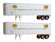 Flexi-Van 40' Trailer 2-Pack - Assembled -- Pittsburgh & Lake Erie (yellow NYC logo, Flexi-Van placards; end doors)-1