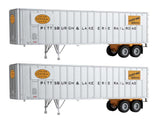 Flexi-Van 40' Trailer 2-Pack - Assembled -- Pittsburgh & Lake Erie (yellow NYC logo, Flexi-Van placards; end doors)-1