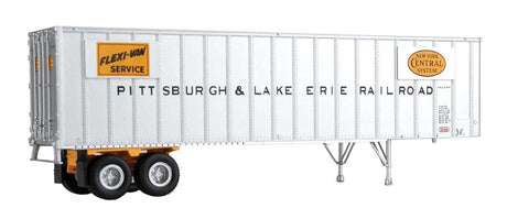 Flexi-Van 40' Trailer 2-Pack - Assembled -- Pittsburgh & Lake Erie (yellow NYC logo, Flexi-Van placards; end doors)-2