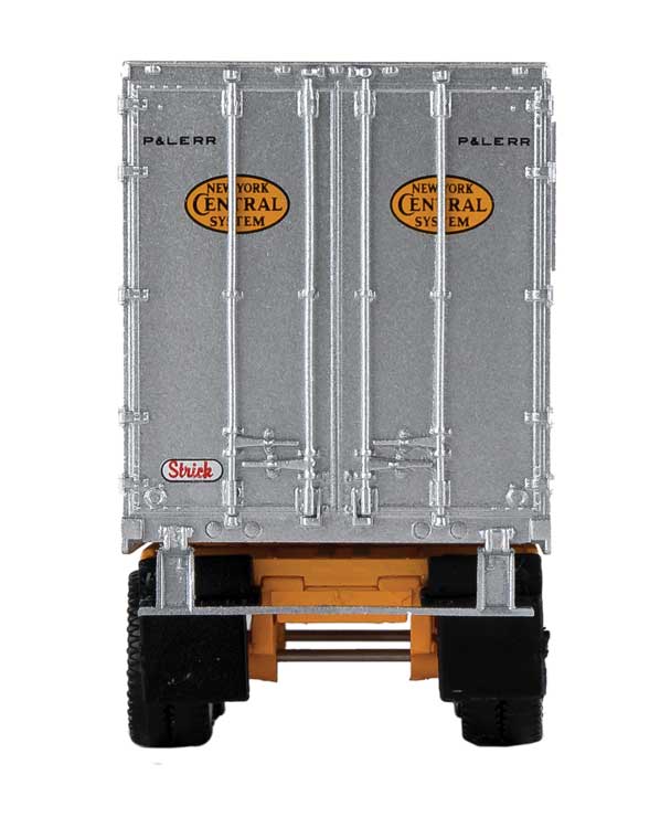Flexi-Van 40' Trailer 2-Pack - Assembled -- Pittsburgh & Lake Erie (yellow NYC logo, Flexi-Van placards; end doors)-3