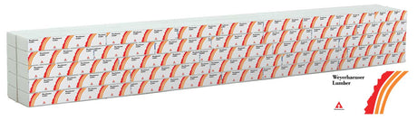 Wrapped Lumber Load for WalthersMainline 72' Centerbeam Flatcar -- Weyerhauser Lumber (red, orange)