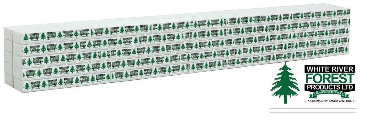 Wrapped Lumber Load for WalthersMainline 72' Centerbeam Flatcar -- White River Forest Products (green, black)