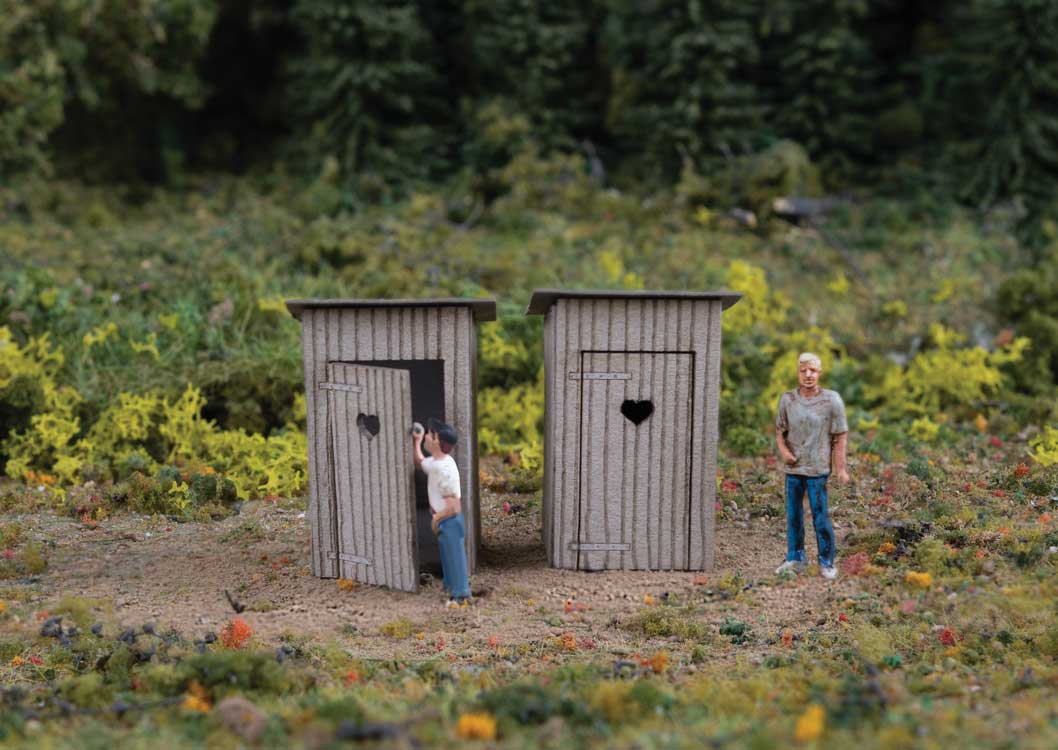 Outhouses -- Laser-Cut Wood Kit - Each: 1/2 x 1/2 x 1"  1.3 x 1.3 x 2.5cm pkg(2)-1