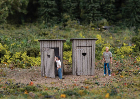 Outhouses -- Laser-Cut Wood Kit - Each: 1/2 x 1/2 x 1"  1.3 x 1.3 x 2.5cm pkg(2)-1