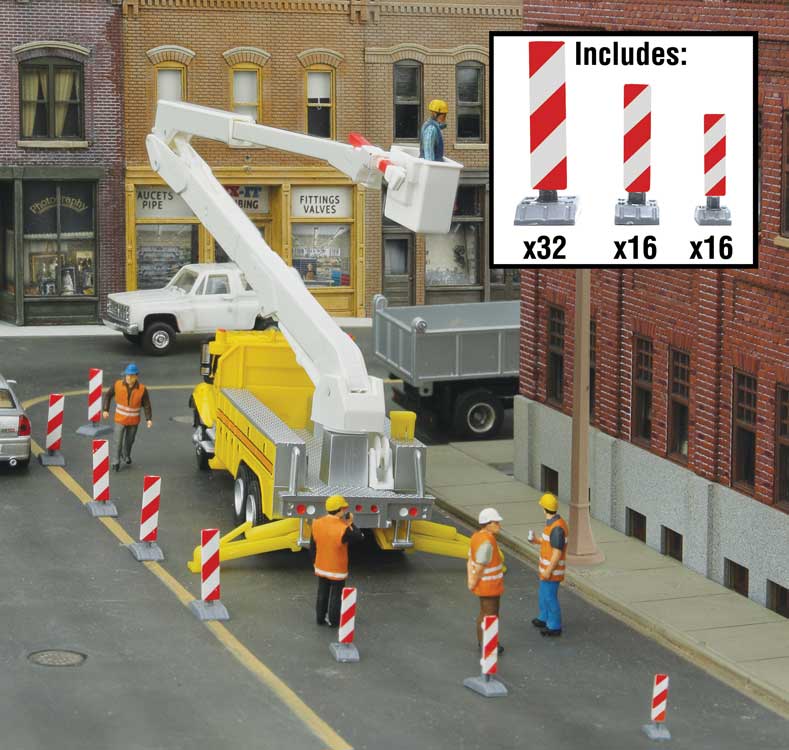 Construction Lane Markers -- Kit (white, red stripes)