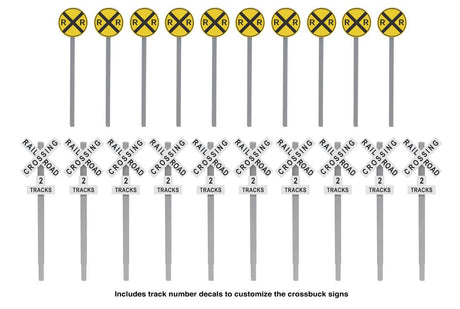 Railroad Crossing Signs -- 10 Each: Modern Advance Warning, Crossbucks-4
