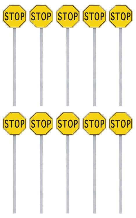 Stop Signs pkg(10) -- 1924-1954 (yellow, black)-3