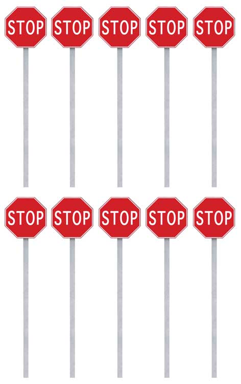 Stop Signs pkg(10) -- 1954-Present (red, white)-3