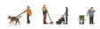 People with Dogs -- 4 of Each with 1 Garbage Can