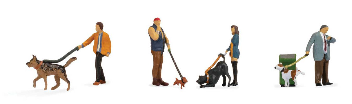 People with Dogs -- 4 of Each with 1 Garbage Can
