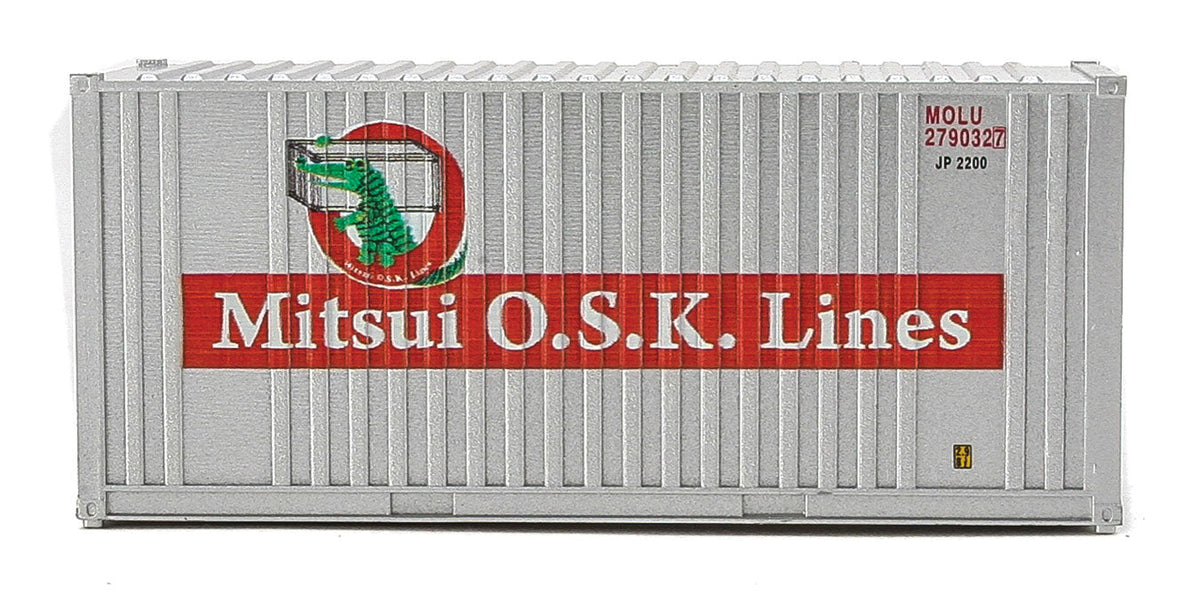 20' Corrugated Container with Flat Panel - Assembled -- Mitsui OSK Lines (gray, red, Alligator Logo)-3