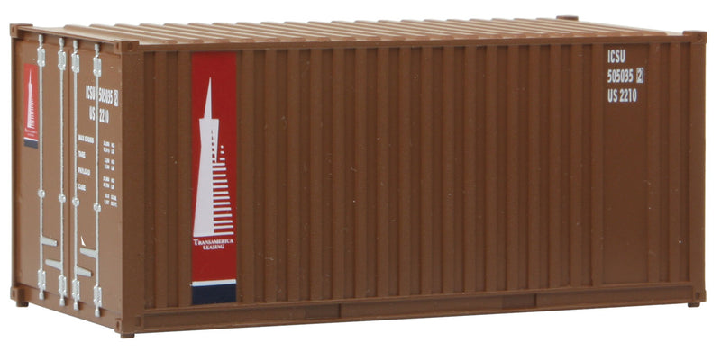 20' Corrugated Container with Flat Panel - Assembled -- TransAmerica (brown, red, blue, white)-1