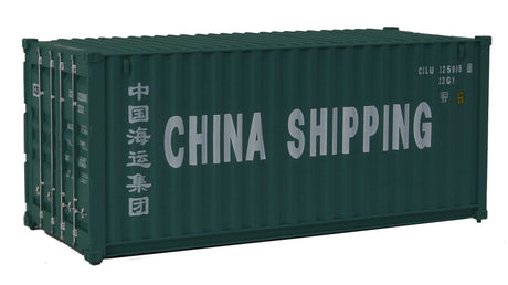 20' Corrugated Container - Assembled -- China Shipping (green, white; Billboard Lettering)-1