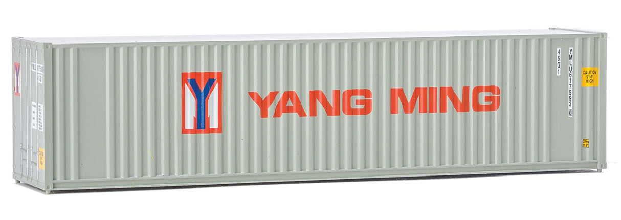 40' Hi-Cube Corrugated Container w/Flat Roof - Assembled -- Yang Ming (gray, red, blue)-1
