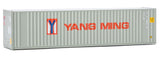 40' Hi-Cube Corrugated Container w/Flat Roof - Assembled -- Yang Ming (gray, red, blue)-1