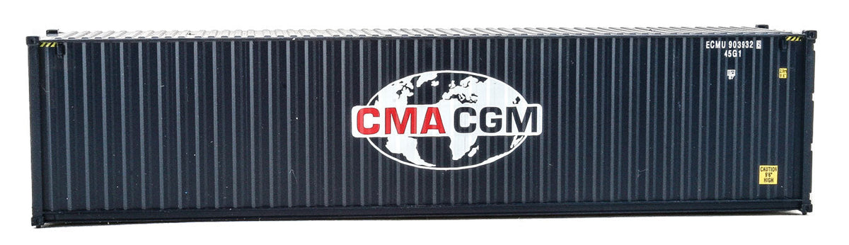 40' Hi-Cube Corrugated-Side Container - Assembled -- GMA-CGM (Globe Logo; blue, white, red)-3