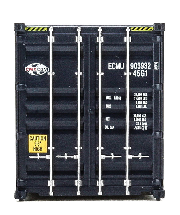 40' Hi-Cube Corrugated-Side Container - Assembled -- GMA-CGM (Globe Logo; blue, white, red)-4