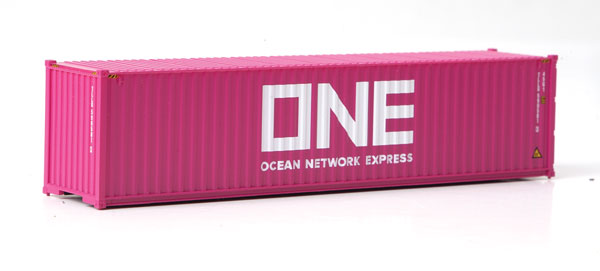 40' Hi-Cube Corrugated-Side Container - Assembled -- Ocean Network Express - ONE (magenta, white)-2