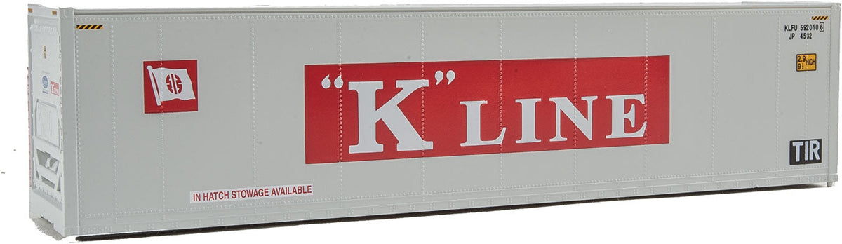 40' Hi Cube Smooth Side Reefer Container - Assembled -- K-Line (grey, red, white)-2