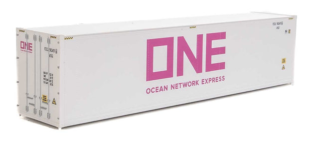 40' Hi-Cube Smooth-Side Reefer Container - Assembled -- Ocean Network Express - ONE (white, magenta)-1