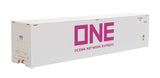 40' Hi-Cube Smooth-Side Reefer Container - Assembled -- Ocean Network Express - ONE (white, magenta)-2