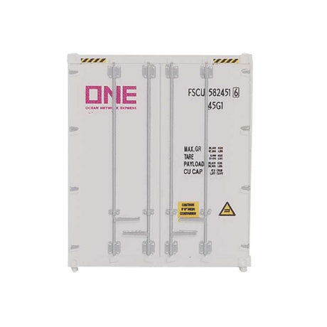 40' Hi-Cube Smooth-Side Reefer Container - Assembled -- Ocean Network Express - ONE (white, magenta)-3