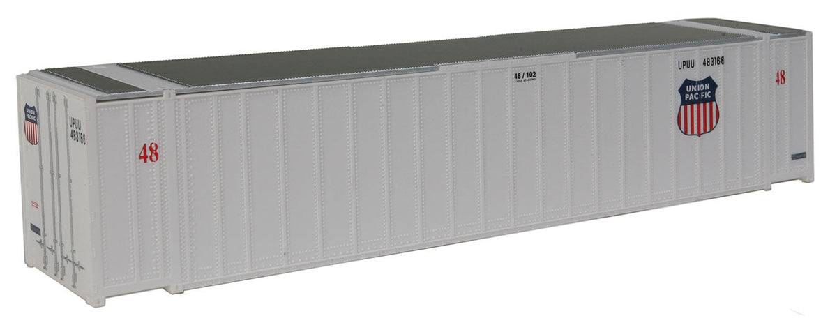 48' Ribbed Side Container - Assembled -- Union Pacific(R) (white, Shield Logo)-1
