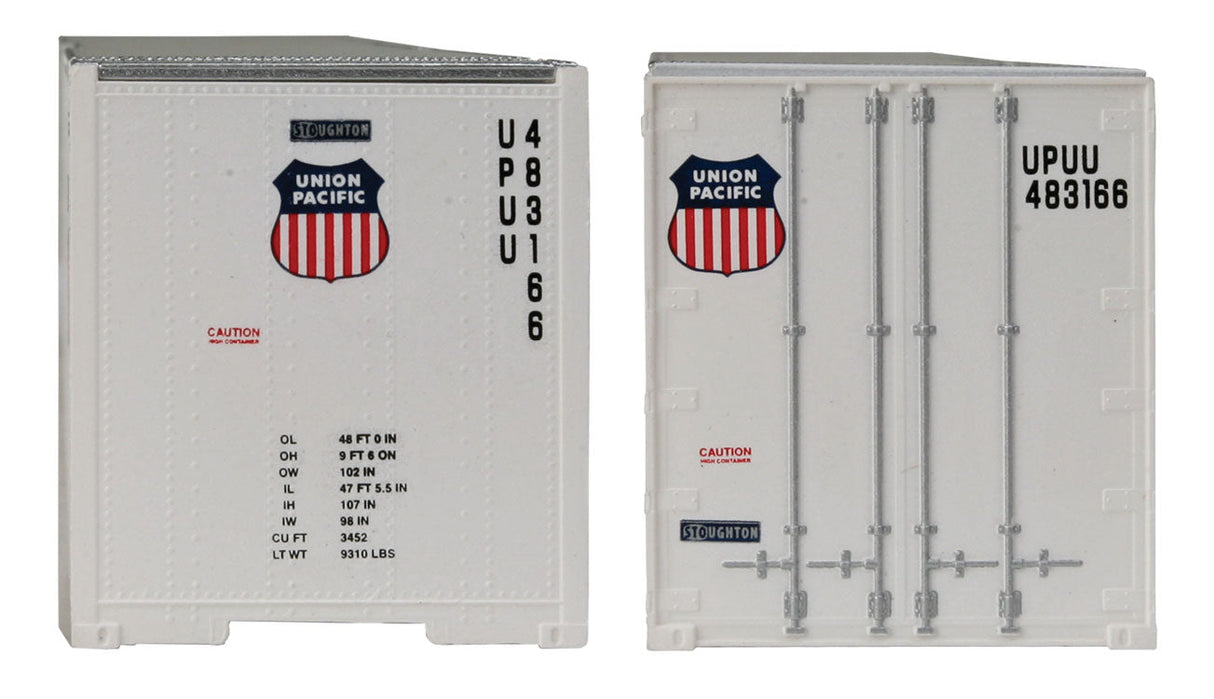 48' Ribbed Side Container - Assembled -- Union Pacific(R) (white, Shield Logo)-4