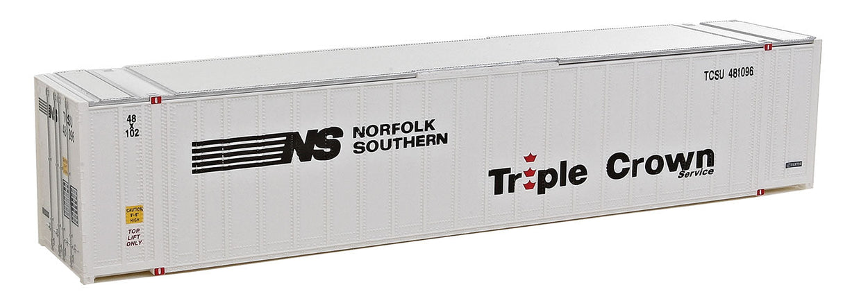 48' Ribbed Side Container - Assembled -- Norfolk Southern/Triple Crown (white, black, red)-1