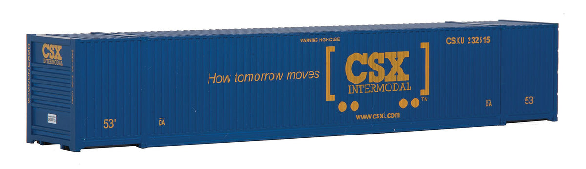 53' Singamas Corrugated Side Container - Ready to Run -- CSX Transportation (blue, yellow; Boxcar Logo)-2
