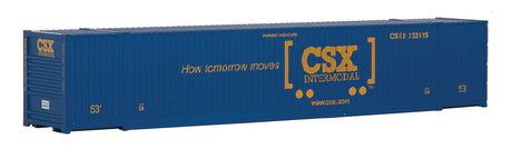 53' Singamas Corrugated Side Container - Ready to Run -- CSX Transportation (blue, yellow; Boxcar Logo)-2