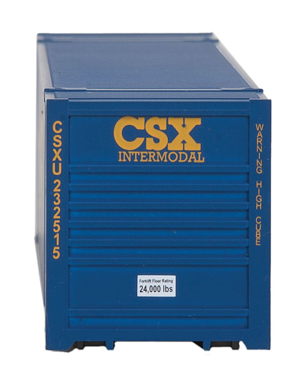 53' Singamas Corrugated Side Container - Ready to Run -- CSX Transportation (blue, yellow; Boxcar Logo)-4