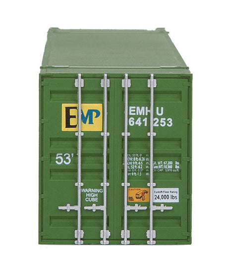 53' Singamas Corrugated Side Container - Ready to Run -- EMP (green, yellow)-3