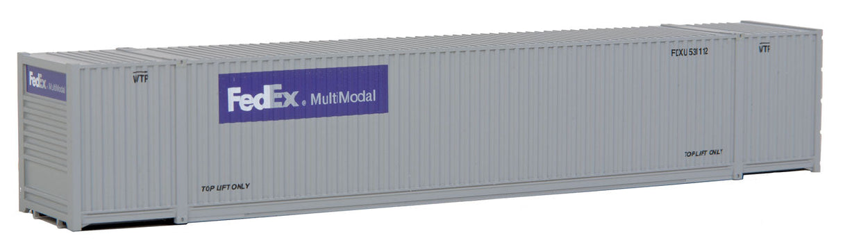 53' Singamas Corrugated Side Container - Ready to Run -- FedEx MultiModal (gray, purple)-2